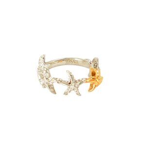Versace Silver & Gold Color Metal Strass Star Ring Sz 27